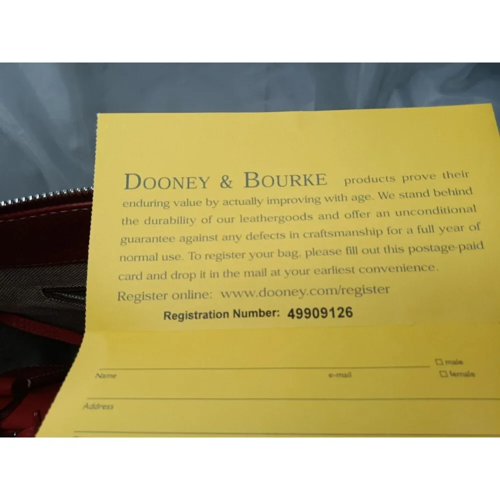 Dooney & Bourke Red Leather Double Pocket Tote Bag & Matching Pouch Retail $425